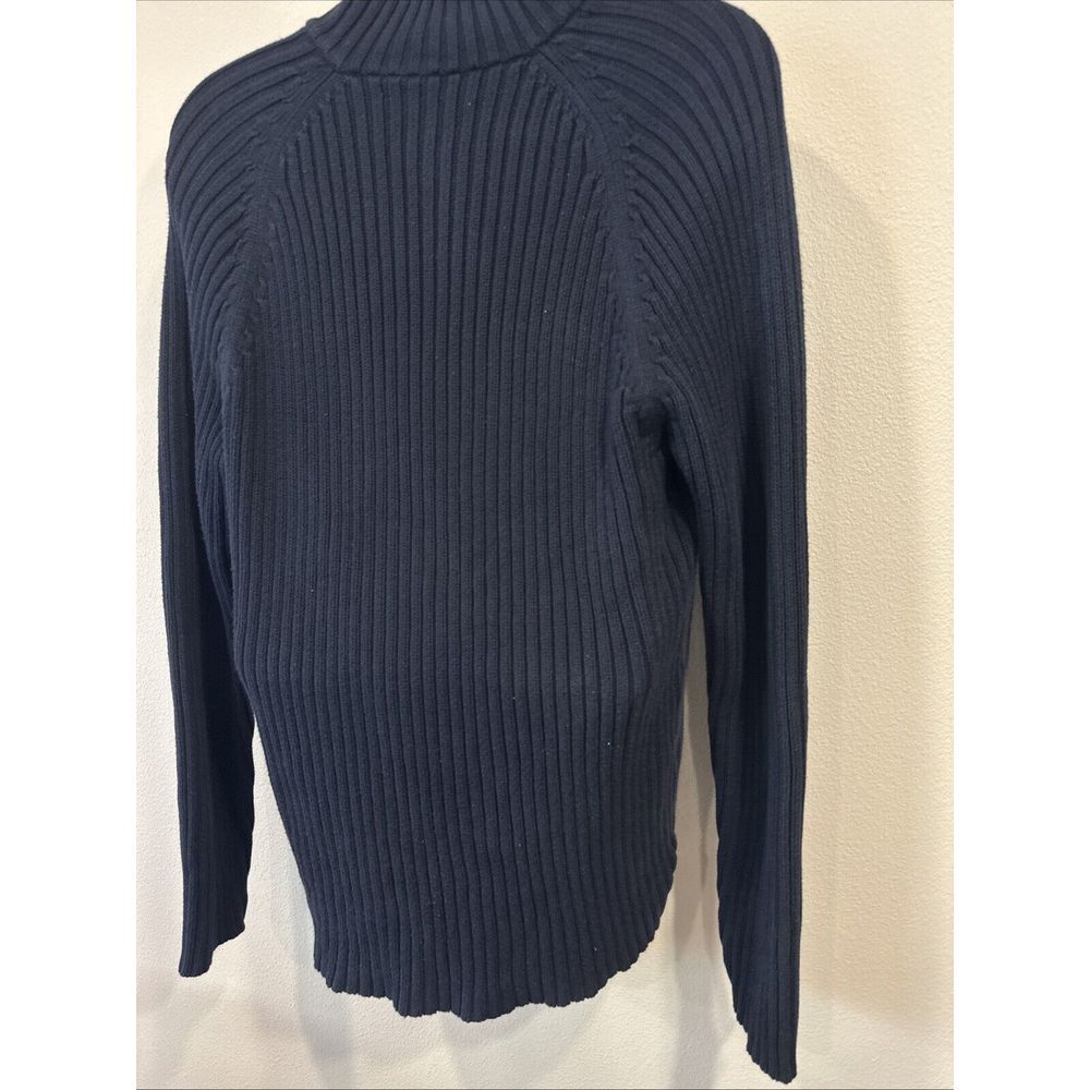 Abercrombie & Fitch Quarter Zip Sweater Men XL Navy Blue Ribbed Muscle Fit - Picture 8 of 9